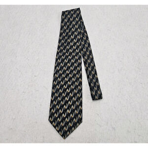 Corneliani Black Gold Geometric Luxury Tie 100% Silk Made In Italy Necktie‎